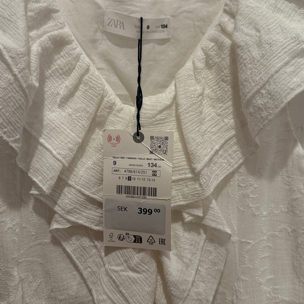 Zara Cream Textured Ruffle Dress - Picture 4 of 4